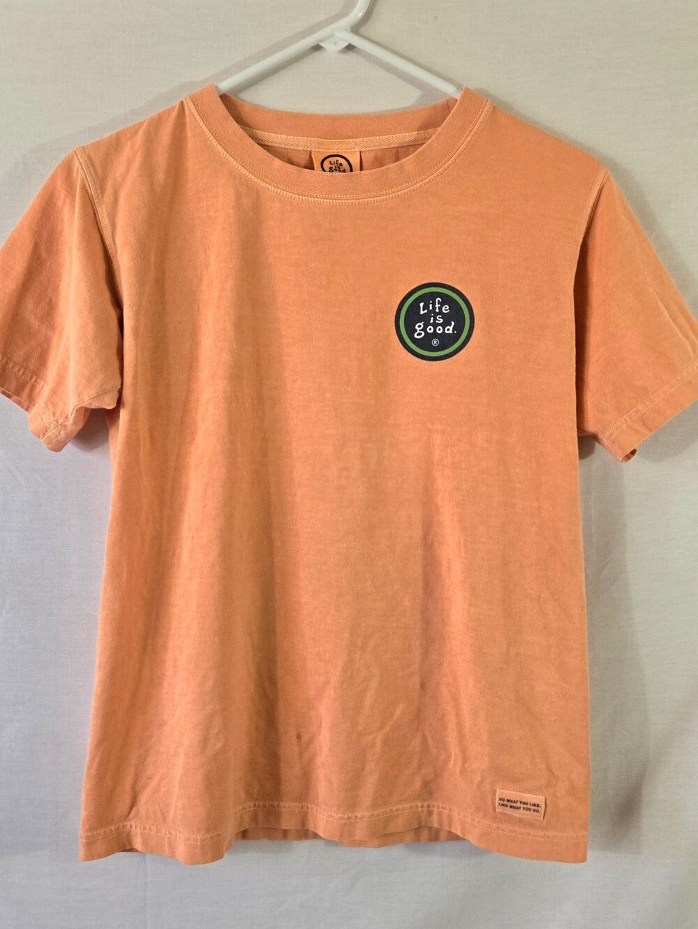 Vintage Life Is Good Boy's Orange T-shirt Size Youth 14-16 *FLAWS*